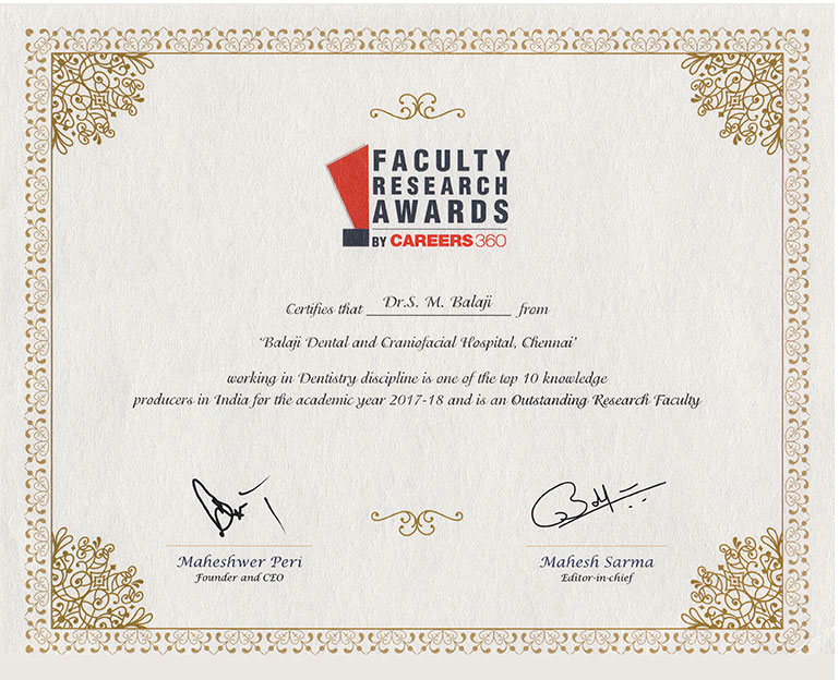 Research Faculty Award - Prof. Dr. S.m Balaji