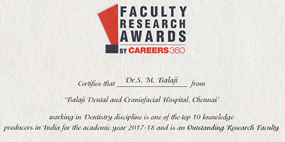 outstanding research faculty award dr sm balaji