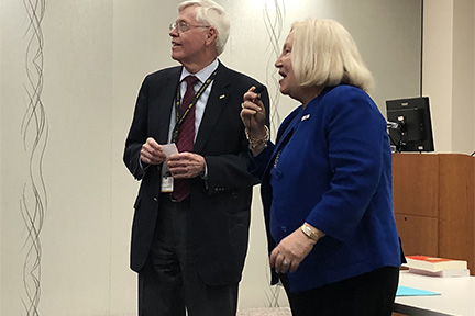 Prof Kathryn Kell And Prof David Johnsen At The Galagan Auditorium