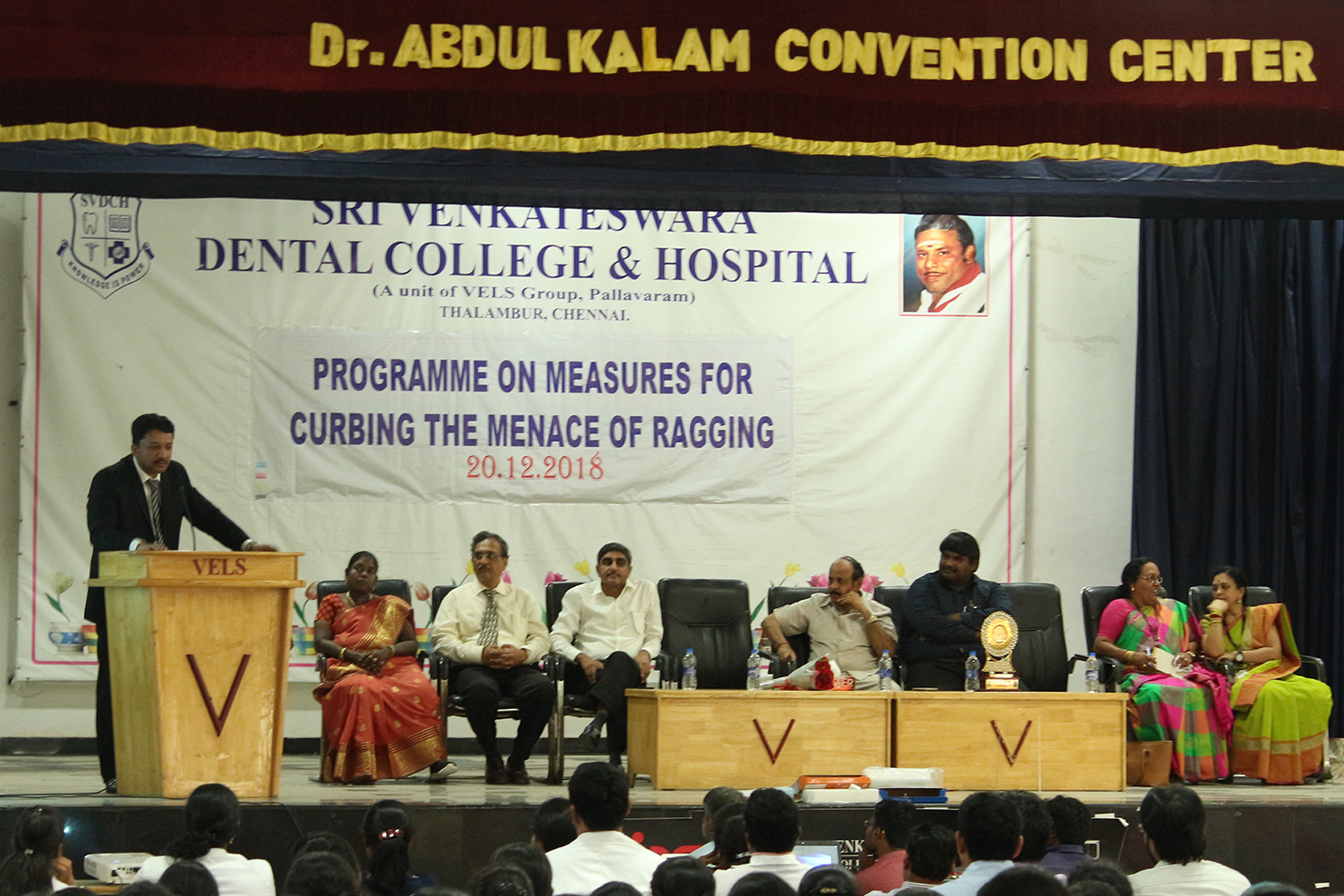 Dr Sm Balaji Addressing The Students About The Evils Of Ragging