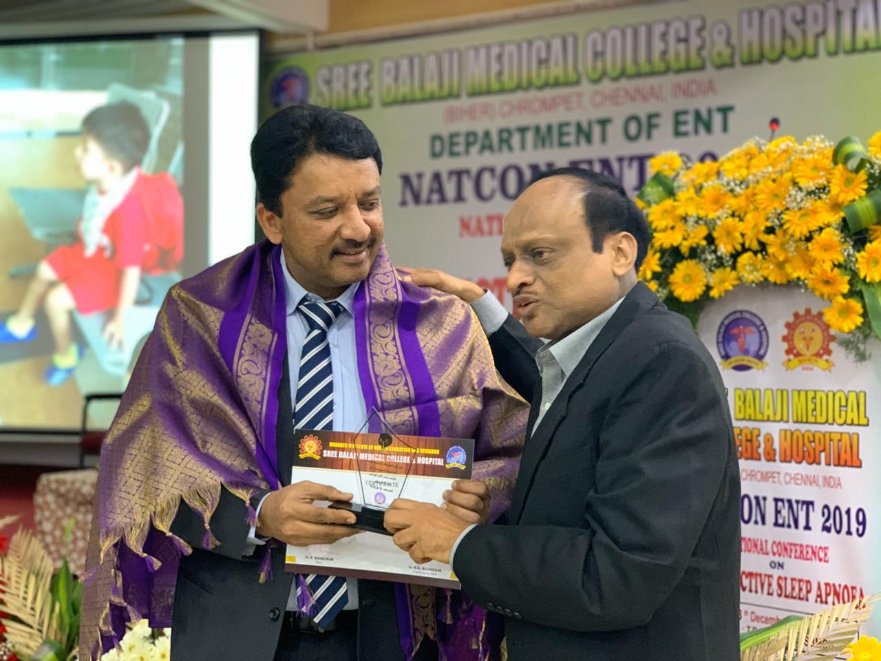Dr SM Balaji delivers keynote lecture at National Conference on Obstructive Sleep Apnea 4 Dr Sm Balaji Receiving Certificate Of Participation