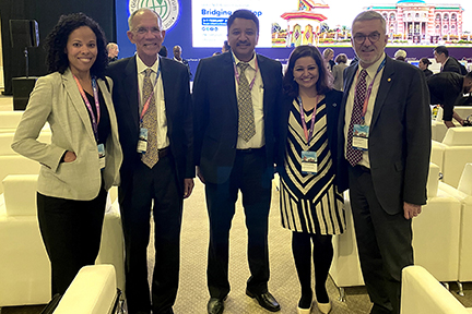 Dr SM Balaji represents the Academy of Dentistry International at the 3rd Global NCD Alliance Forum in Sharjah 4 Dr Sm Balaji With Dr Jean-Luc Eisele, Executive Director, World Heart Foundation And Others At The Ncda Forum In Sharjah